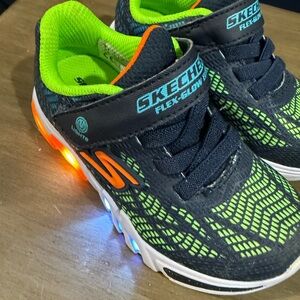 Skechers Kids Flex-Glow Sneakers - Black and Green